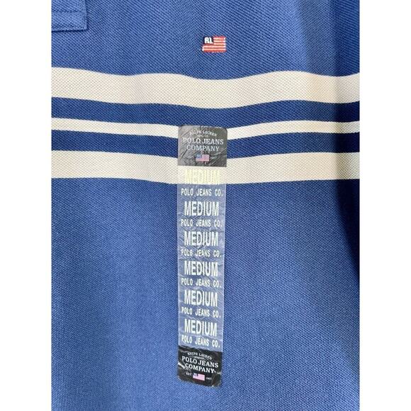 VTG Polo Ralph Lauren Jeans Company Men’s Rugby Polo Shirt Size M Blue White NWT - Picture 4 of 4